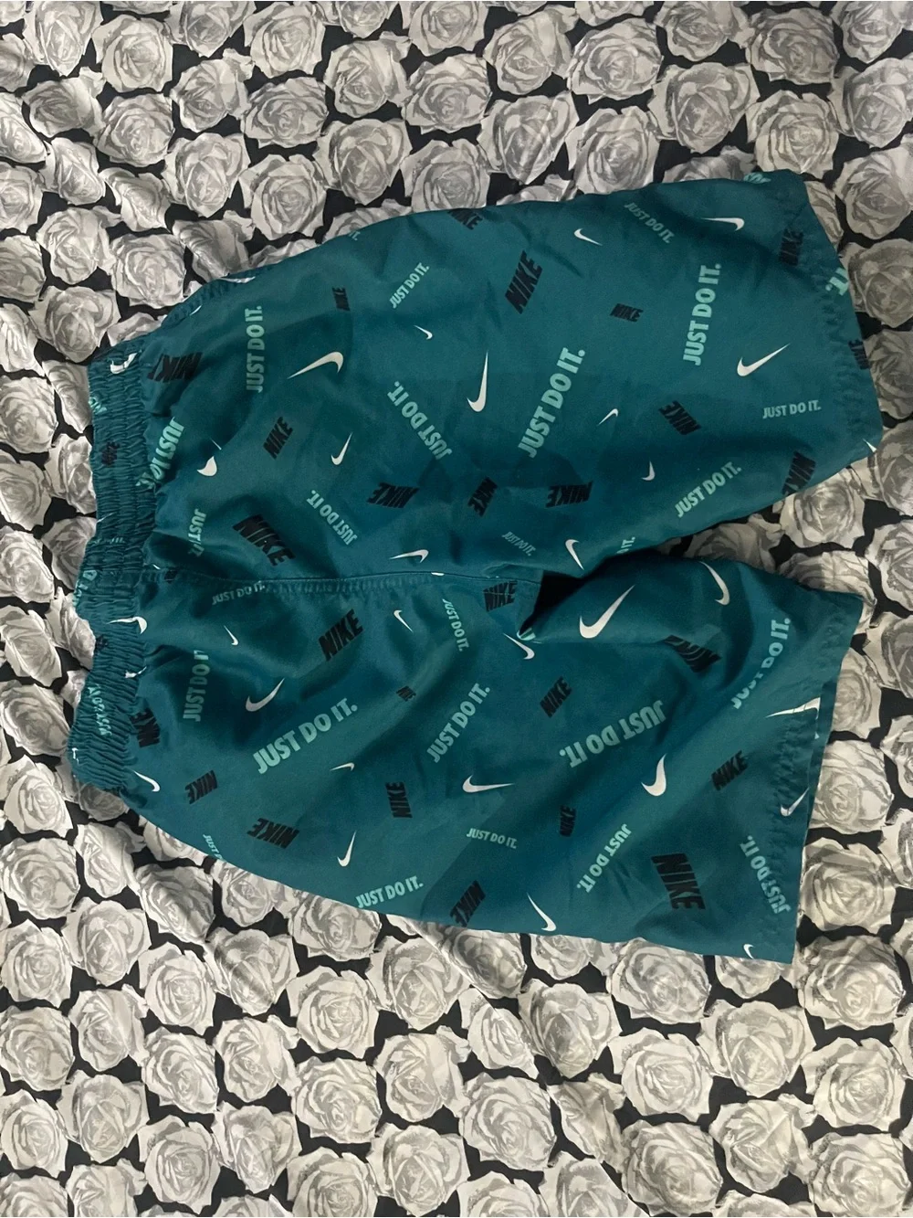 Nike Teal Green Boys' Swim Trunks with White Swoosh